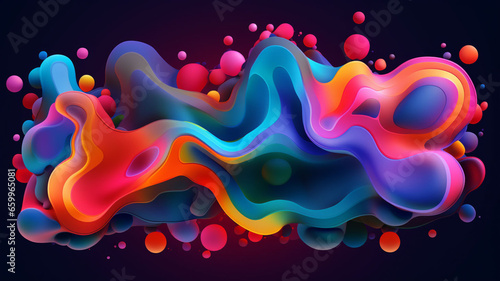 A 3D Rendered Abstract Background Immersed in a Dazzling Spectrum of Multicolored Bubbles and Dynamic Wavy Patterns, Evoking a Sense of Euphoria and Artistry, Tailored for Contemporary Design, 