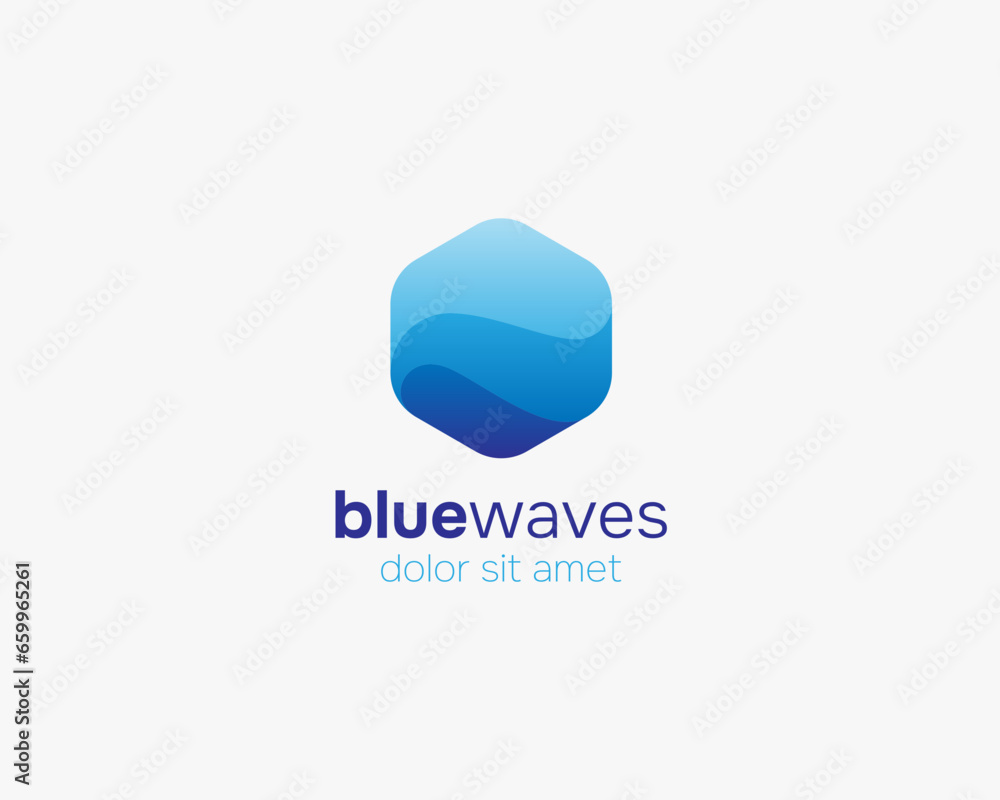 Creative blue waves hexagon logo Creative blue waves hexagon logo