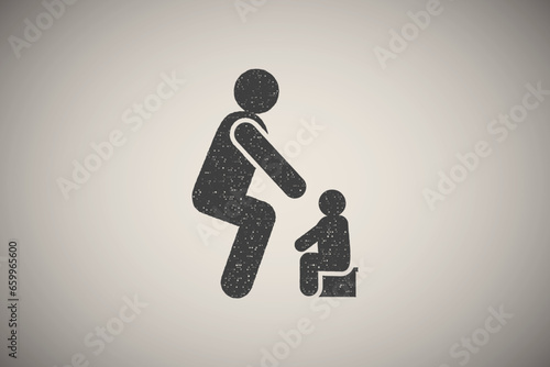 Baby, bowel, child, poop, putty icon vector illustration in stamp style