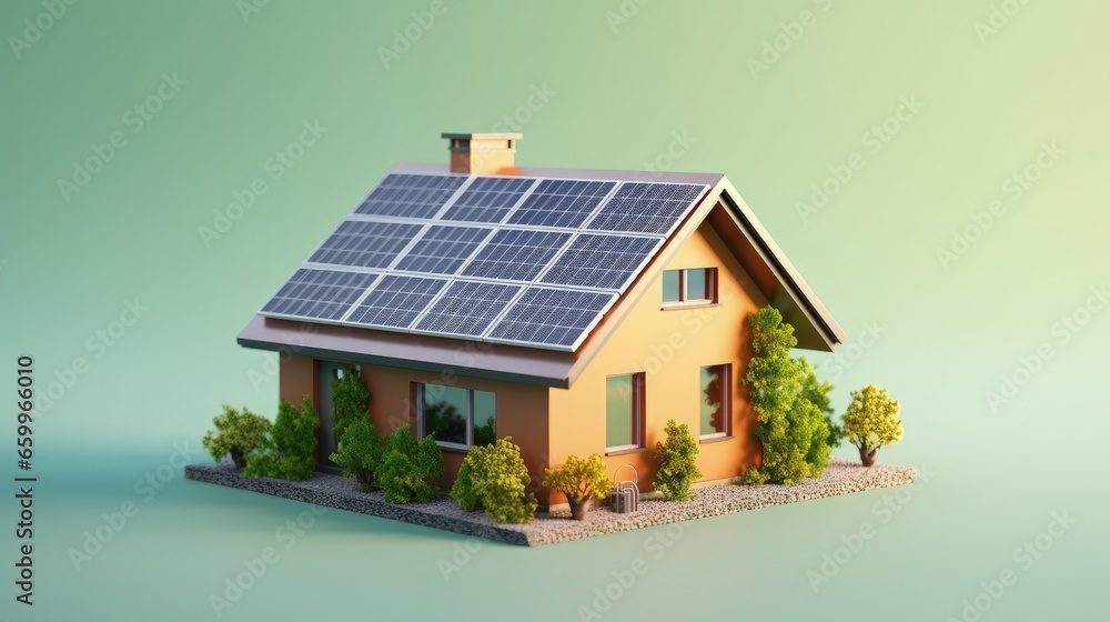 New ecologic house with solar panels Alternative to conventional energy. The battery is charged from a solar cell Advertisement Green energy Sustainable life Renewable New ecologic house with solar panels Alternative to conventional energy. The battery is charged from a solar cell Advertisement Green energy Sustainable life Renewable
