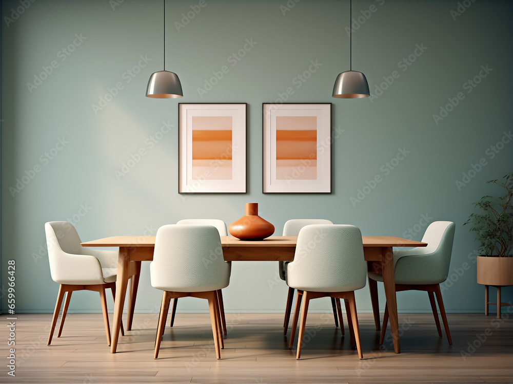 Simplicity defines this dining room, minimal furniture, elegant design. AI Generation. Simplicity defines this dining room, minimal furniture, elegant design. AI Generation.