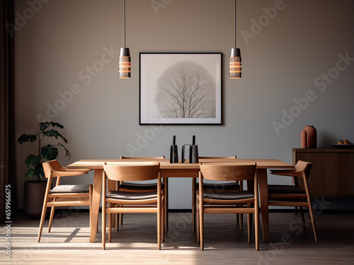 Elegant dining room, exquisite furniture, luxurious interior, perfect for dinner. AI Generation.