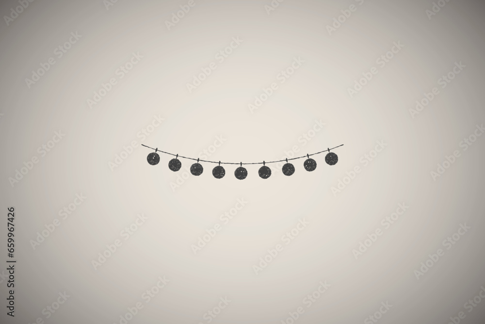 Naklejka premium Christmas lights for poster colored icon vector illustration in stamp style