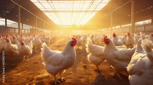 Foto Poultry farm with chicken