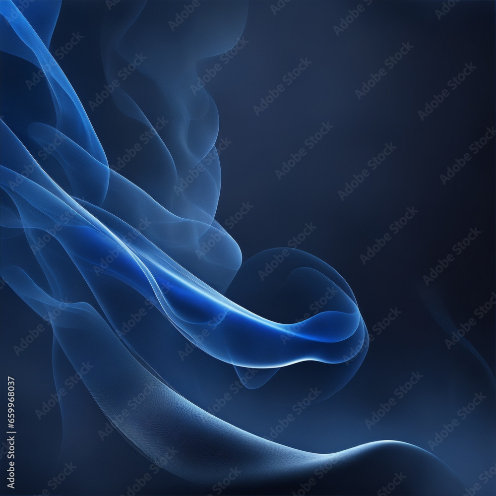 blue smoke background - Dark blue background - Blue abstract - Curves and lines - Generative AI blue smoke background - Dark blue background - Blue abstract - Curves and lines - Generative AI