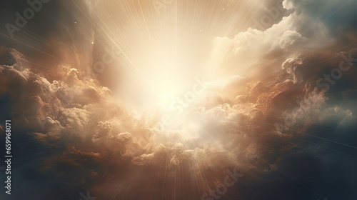 Abstract heavenly background, light from heaven. Revelation concept. photo