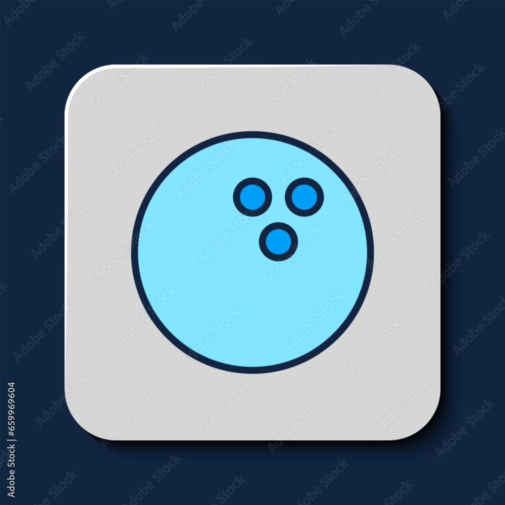 Filled outline Bowling ball icon isolated on blue background. Sport equipment. Vector Filled outline Bowling ball icon isolated on blue background. Sport equipment. Vector