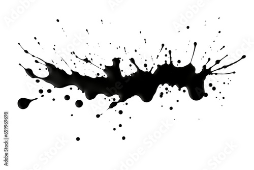 Black brush strokes splatter in ink  splatters of paint as a design element. The black ink brush stroke is a royalty-free PNG file. Splatters of grime  stains of dirt  and blots of water from a brush.