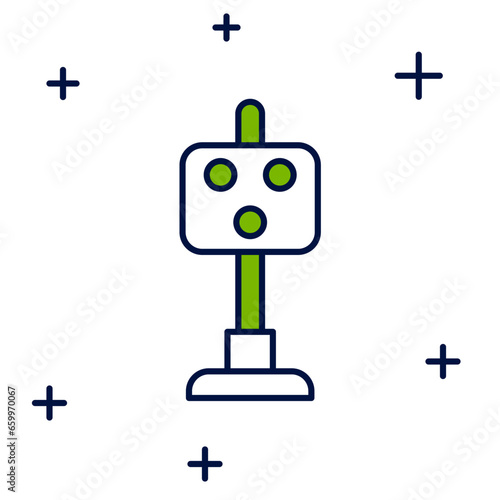 Filled outline Train traffic light icon isolated on white background. Traffic lights for the railway to regulate the movement of trains. Vector