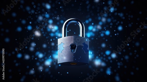 Isolated outline icon of a padlock surrounded by stars representing the General Data Protection Regulation (GDPR) or Lei Geral de Proteção dos Dados (LGPD) in Brazil photo