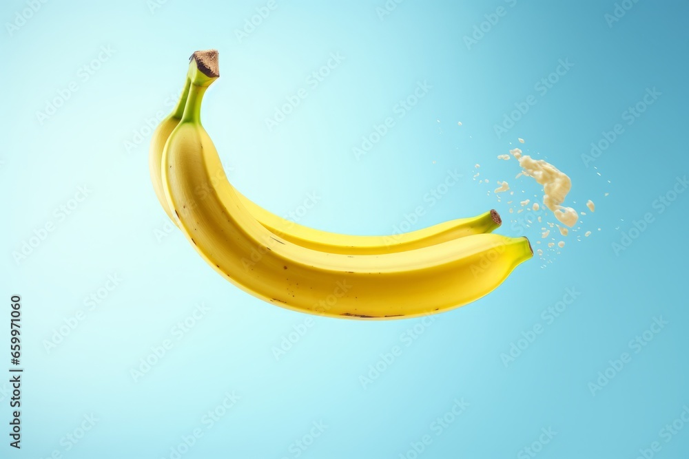 a clean detailed studio photo of yellow fresh raw ripe bananas flying in the air on pastel gradient background. Vegetable or fruit Food ingredient levitation. a clean detailed studio photo of yellow fresh raw ripe bananas flying in the air on pastel gradient background. Vegetable or fruit Food ingredient levitation.