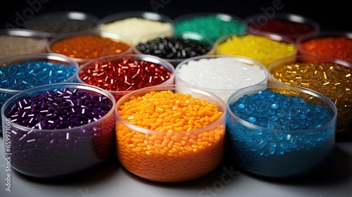 Colorant for plastics. Pigment in the granules. Polymer beads
