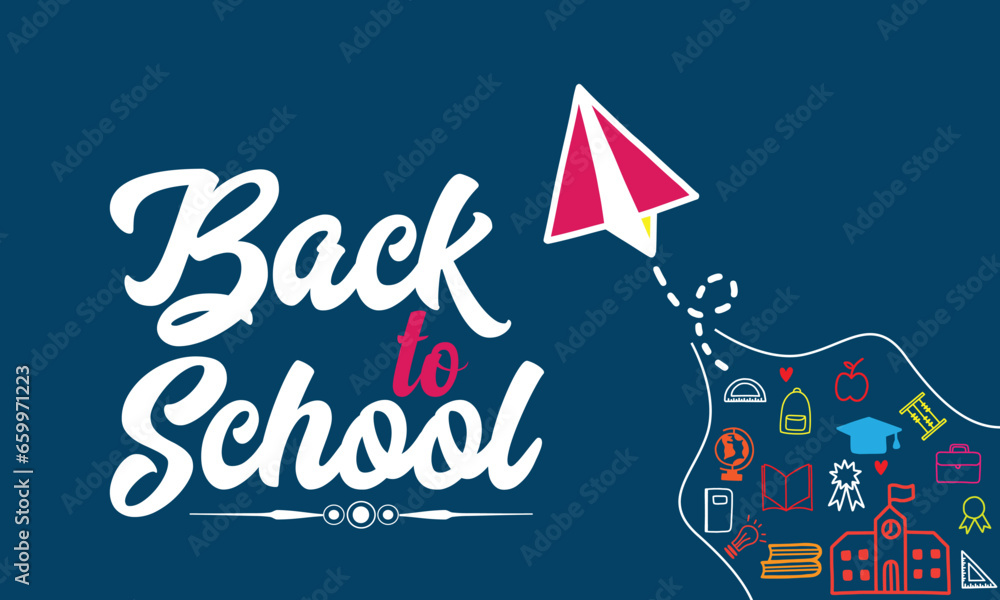 Banners of back to school elements in flat design Banners of back to school elements in flat design