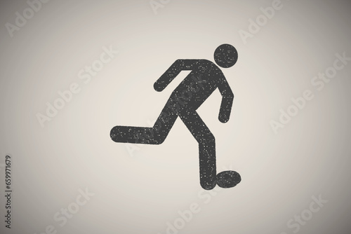 Man, fall, stone, foot icon vector illustration in stamp style