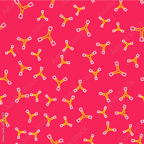 Line Skateboard Y-tool icon isolated seamless pattern on red background. Vector