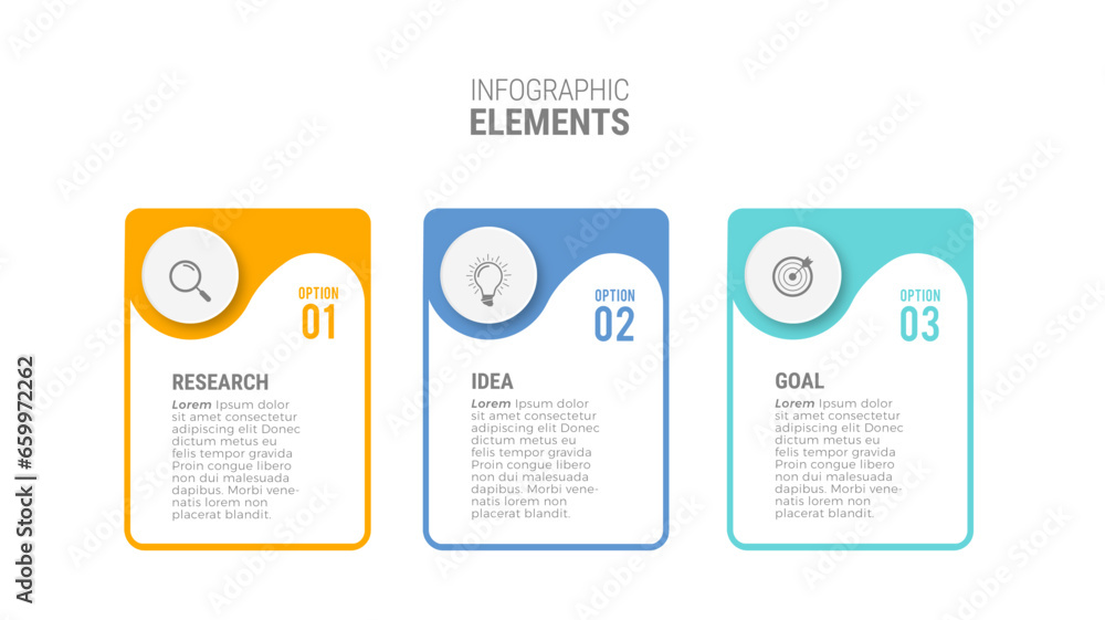Business infographic template design icons 3 options or steps
