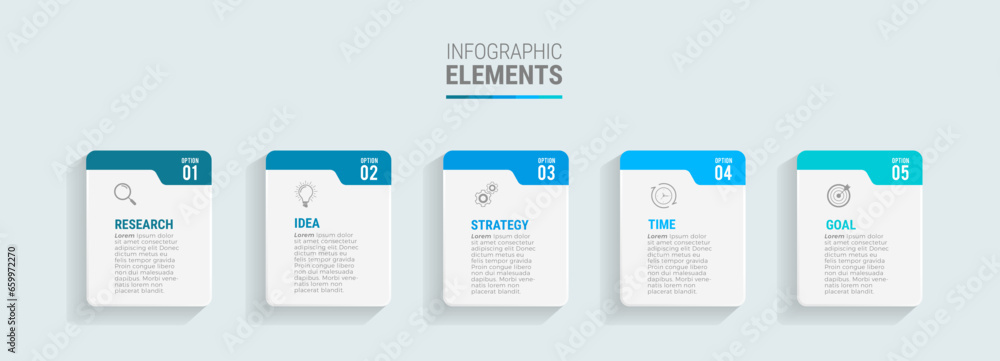 Business infographic template design icons 5 options or steps
 - obrazy, fototapety, plakaty 