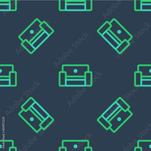 Line Armchair icon isolated seamless pattern on blue background. Vector © Kostiantyn