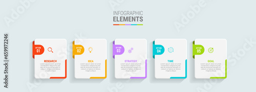 Business infographic template design icons 5 options or steps
