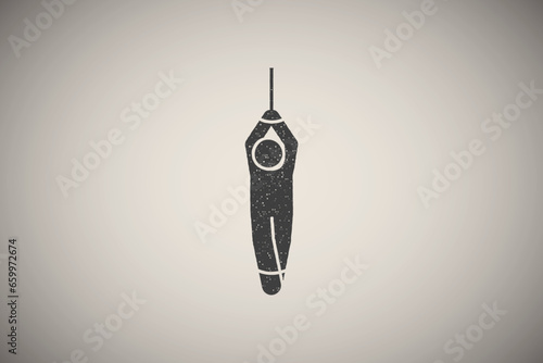 Man dead kill fire burn alive icon vector illustration in stamp style