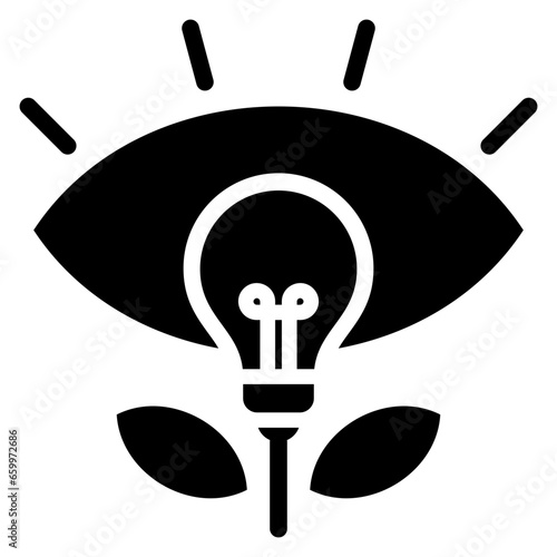 Vision Icon. Included in Business Management Glyph Icon. Comprises essential, sleek icons representing various aspects of effective organizational leadership and administration.