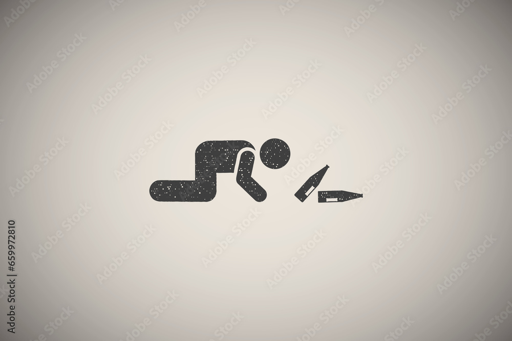 Alcohol drinking body pressure icon vector illustration in stamp style Alcohol drinking body pressure icon vector illustration in stamp style