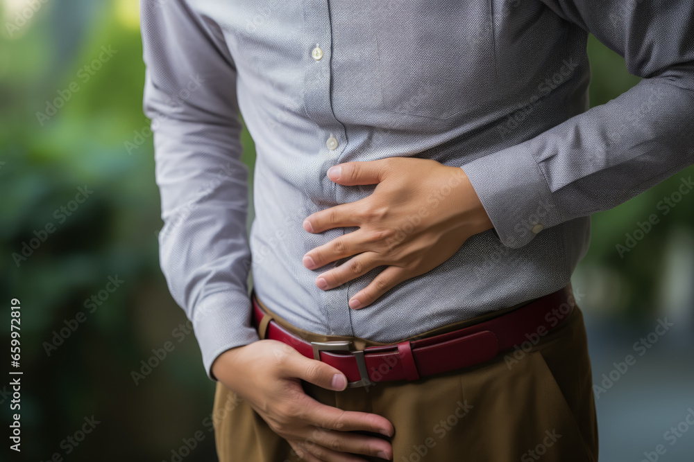 A person has pain in the stomach A person has pain in the stomach