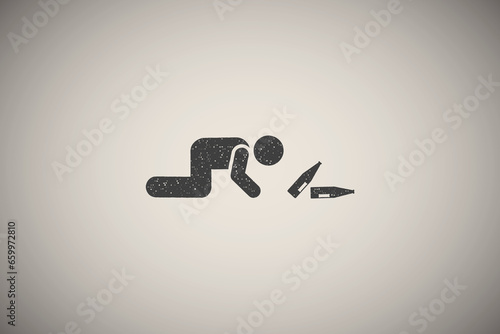 Alcohol drinking body pressure icon vector illustration in stamp style