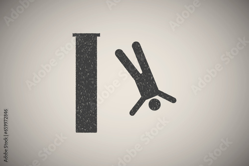 Man fall from a height icon vector illustration in stamp style