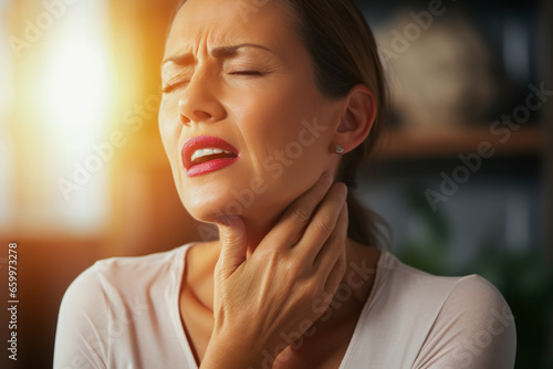 A person has pain in the Throat  photo