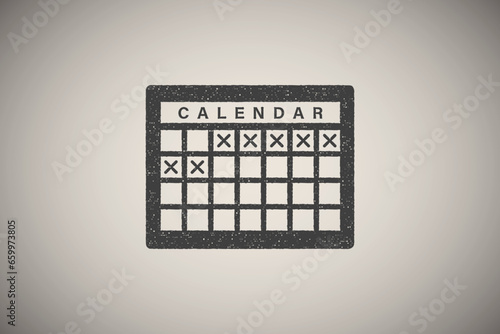 Calendar menstrual bleeding icon vector illustration in stamp style