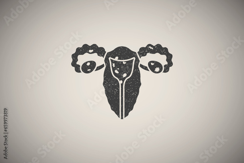 PID, gynecology problem icon vector illustration in stamp style photo