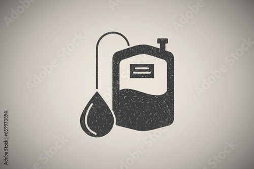 Bag, donor, blood icon vector illustration in stamp style