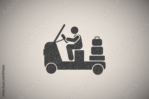 Work, hotel, man, human, maid icon vector illustration in stamp style