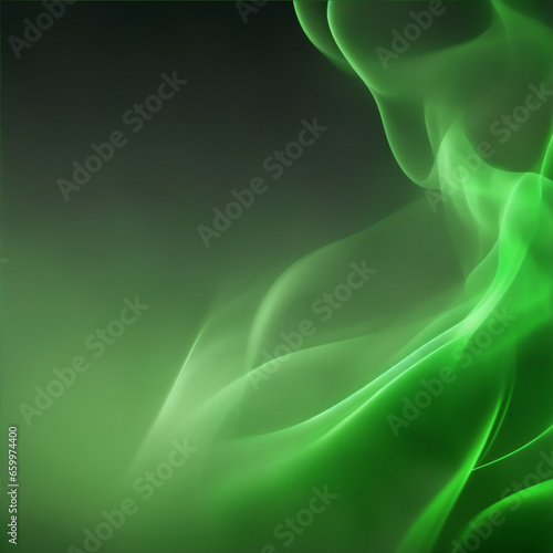 abstract smoke background - Dark green background - Green abstract - Curves and lines - Generative AI