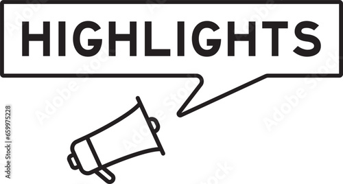 Megaphone icon with speech bubble in word highlights on white background