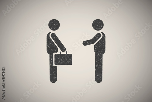 Pictogram of speak, jobless icon vector illustration in stamp style
