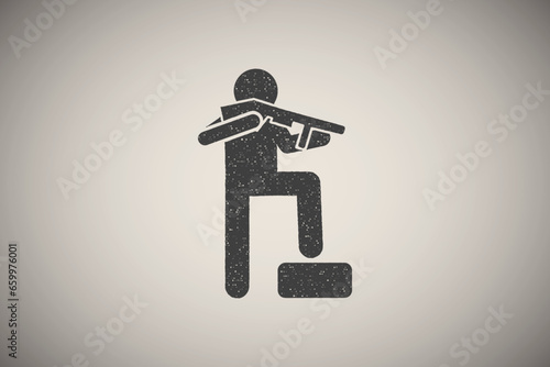 Gun man murder icon vector illustration in stamp style