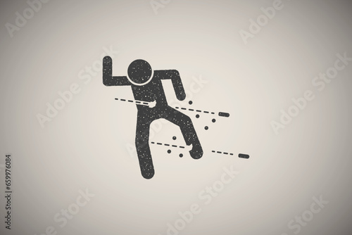 Murder bullets man icon vector illustration in stamp style
