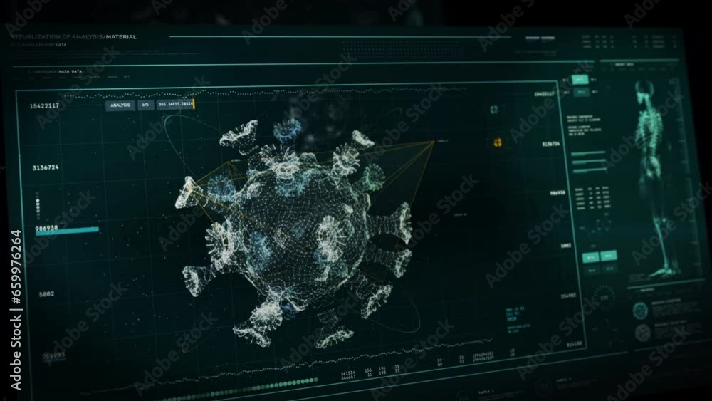 Medical Microscope Examining Covid Virus Infection Molecules In Ill