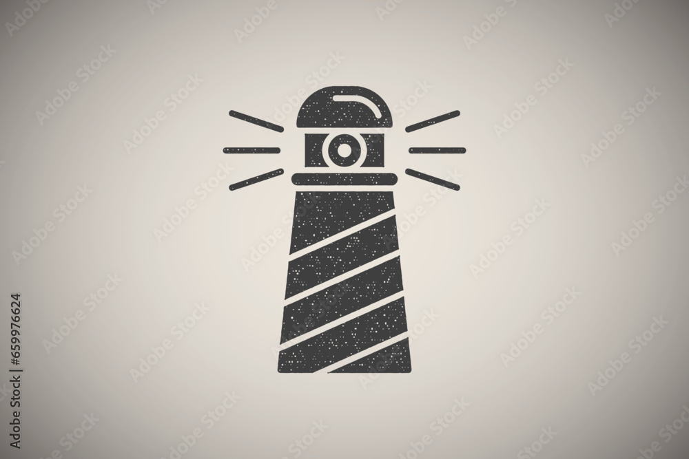 Light, lighthouse, lamp icon vector illustration in stamp style Light, lighthouse, lamp icon vector illustration in stamp style