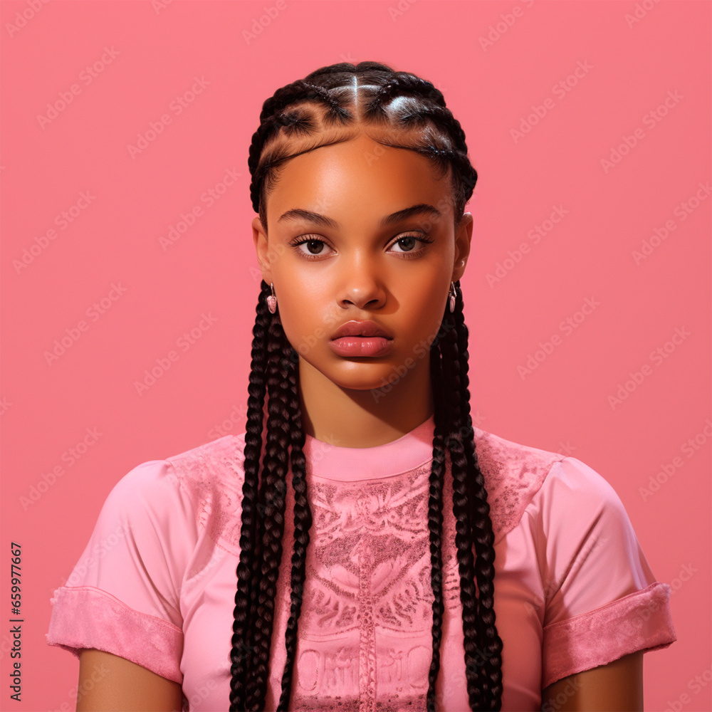 African American woman on pink background photo African American woman on pink background photo