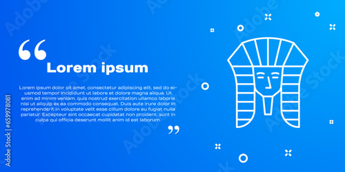 White line Egyptian pharaoh icon isolated on blue background. Vector