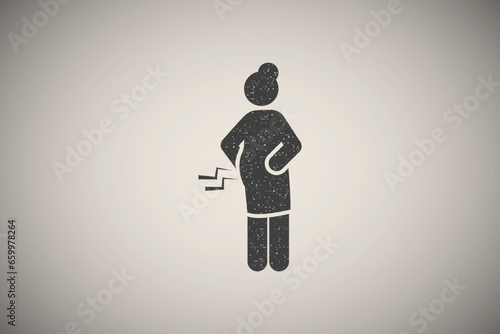 Pain, mother, maternal, baby icon vector illustration in stamp style