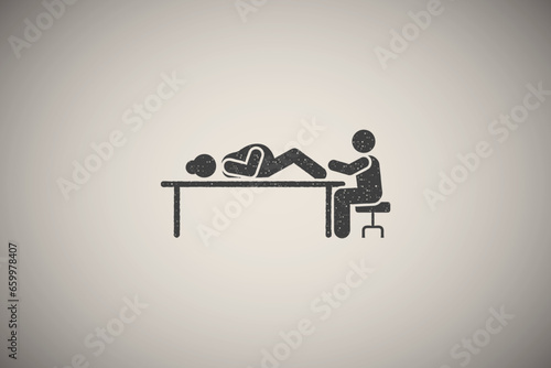 Medical, doctor, woman, maternal icon vector illustration in stamp style