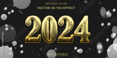 Happy New Year 3D Editable Vector Text Effect, 2024 3D Vector Text Effect.