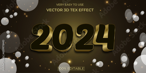 Happy New Year 3D Editable Vector Text Effect, 2024 3D Vector Text Effect.