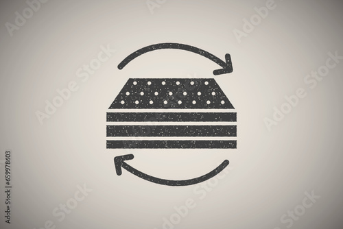 Mattress, arrow, refresh icon vector illustration in stamp style