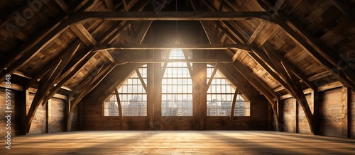 Building s attic with a wooden roof structure © Lasvu