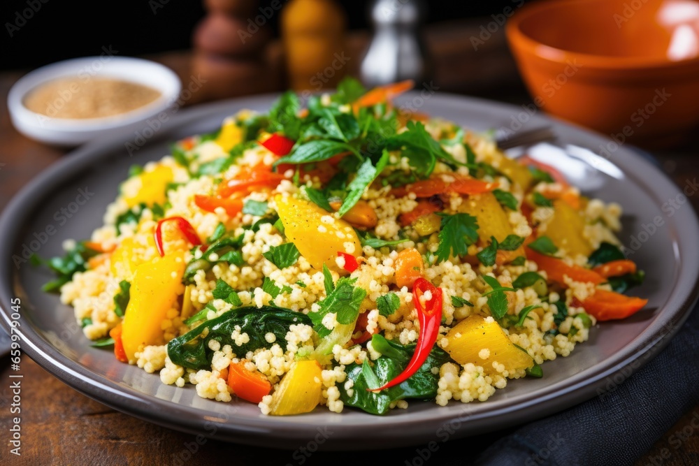 moroccan couscous salad with red and yellow peppers moroccan couscous salad with red and yellow peppers